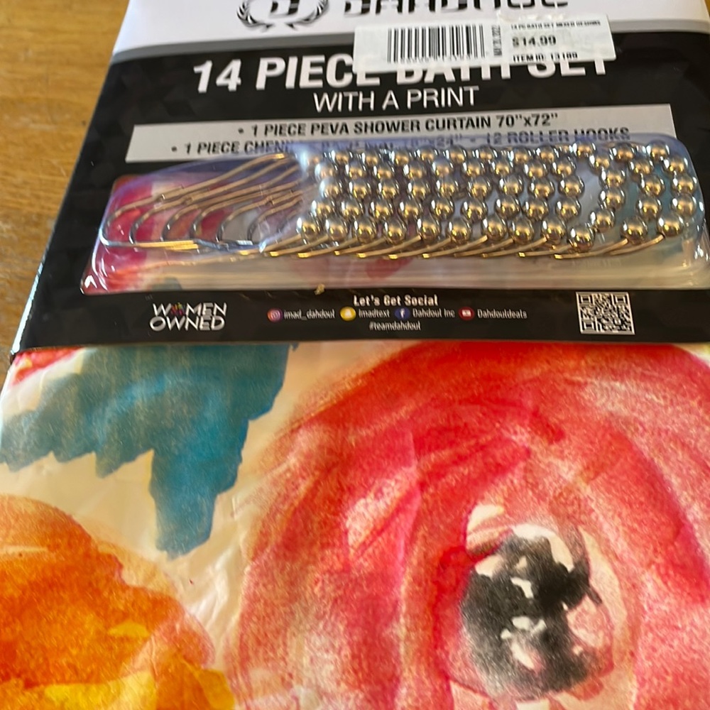 NWT shower curtain and hooks